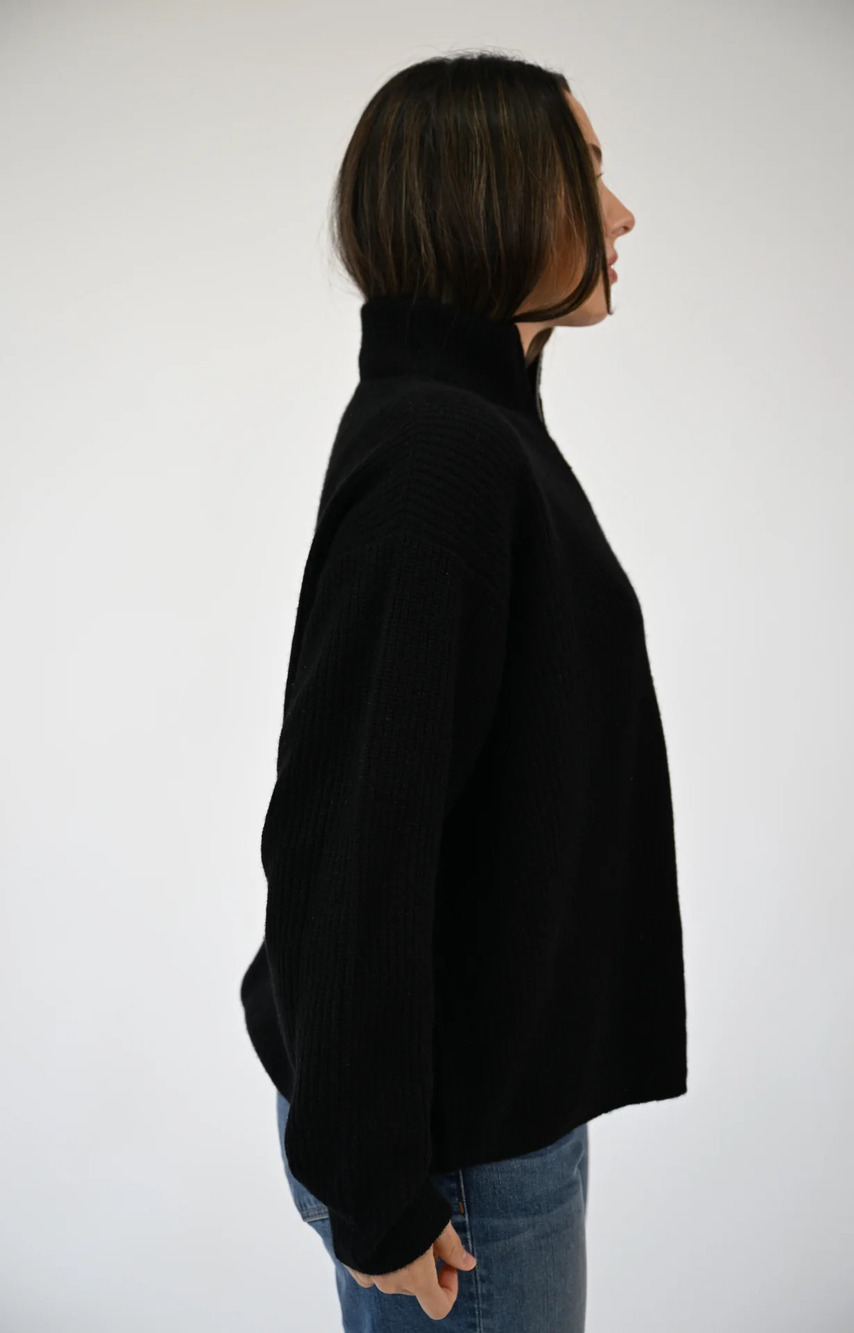 Jenni Kayne Cashmere Half Zip in Black - Picture 3 of 5